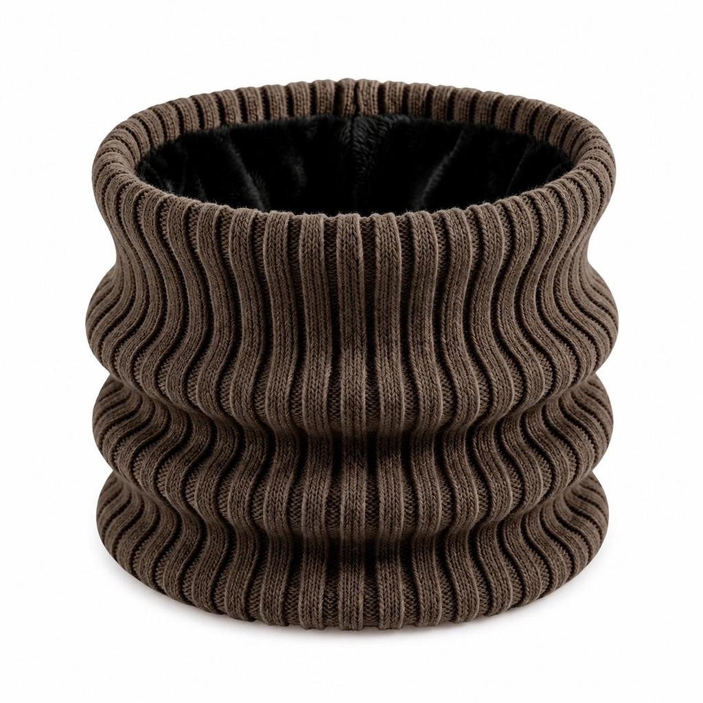 Unisex DoubleLayer Fleece Lined Knitted Neck Warmer for Winter Pink