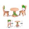 Fairy Garden Decorations Dollhouse Accessories 3Pcs/Set Floral Wooden Table Chairs Miniature Landscape Ornaments