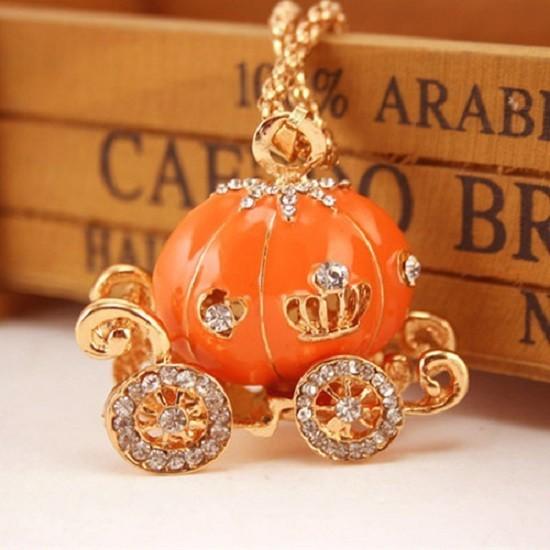 Colorful Unisex Key Chain Pumpkin Carriage Car Key Crystal Pendant For Every Occasion