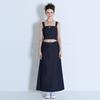 Make A Toast Front Slit Denim Skirt Navy Mbdssk001Nv
