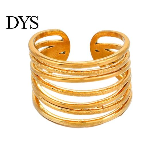 Adjustable Women Ring Open Golden Color Heart Line Cross Leaf Shape Finger Polished Hip Hop Style Paty Club Lady Jewelry