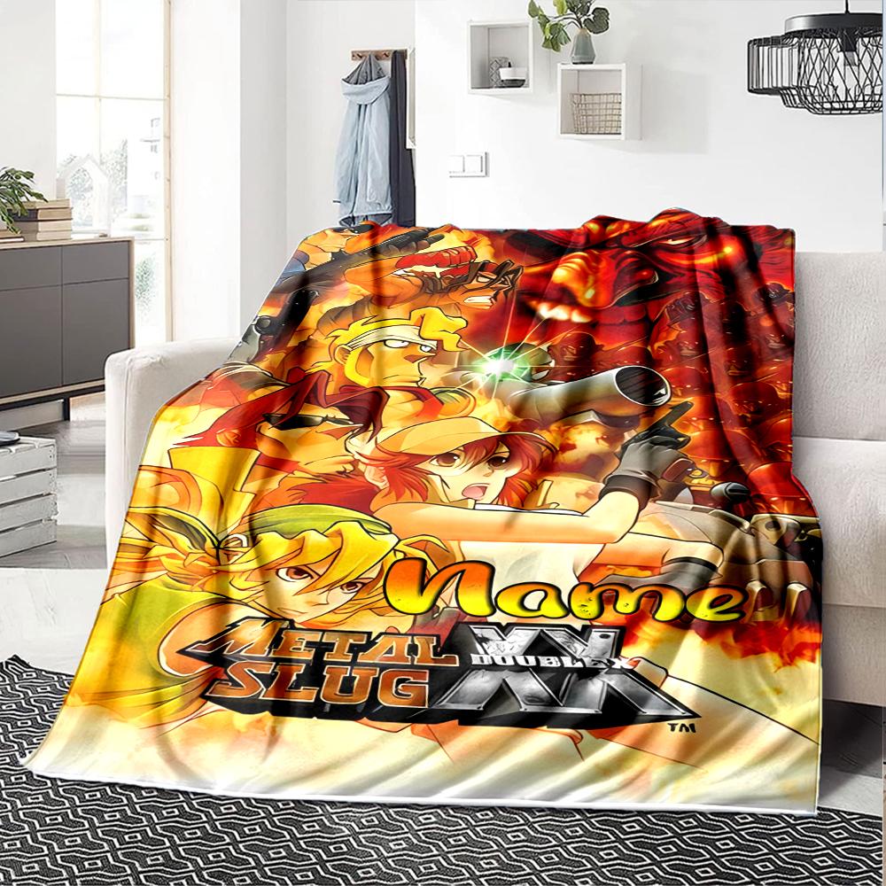 Customiz Name Personality Metal Slug  Blanket Soft &Warm Sofa Office Bed Travel Lunch Break Blanket, Gift Suitable All Seasons