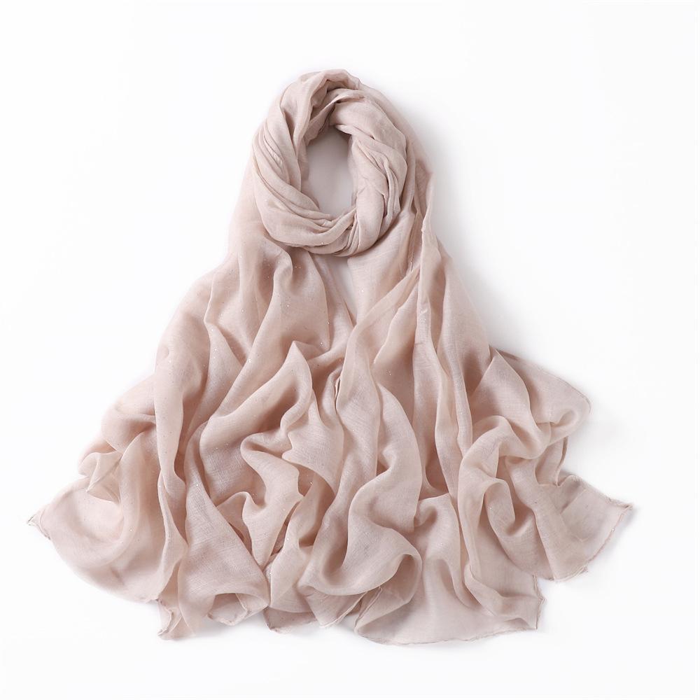 New Summer Shiny Voile Cotton Linen Women Scarf Girls Solid Sunscreen Thin Scarves Soft Foulard Shawl Casual Female Wrap Shawls