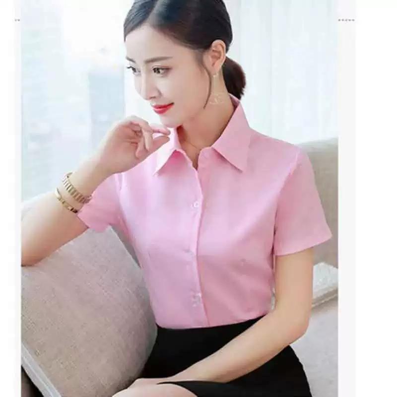Women's Summer Large Size Casual Solid Color Simple Occupation Shirt Thin Section Temperament Commuter Blouse
