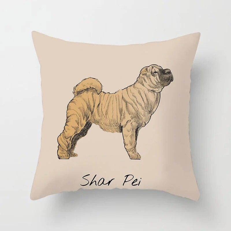 Geometric Cushion Cover Cute Dog Cat Pillowcase Sofa Living Room Home Decor Cartoon Animal