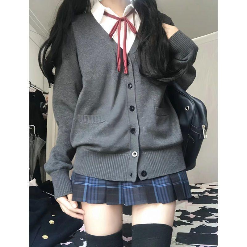 Japanese Sweater Autumn and Winter New Style Knitted Cardigan College Style Long-sleeved Effect Loose and Versatile Coat for Women