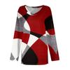Women's Fashion Long Sleeve Shirts Print Loose Fitted V-Neck Basic Tops Casual Outfits