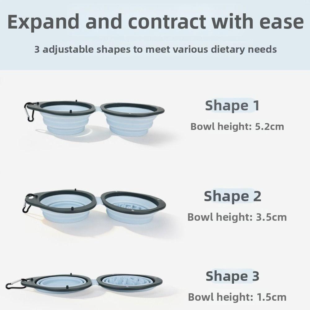 Double Bowl Collapsible Dog Dish Portable Puppy Food Container Pet Food Water Feeding Tray  Outdoor