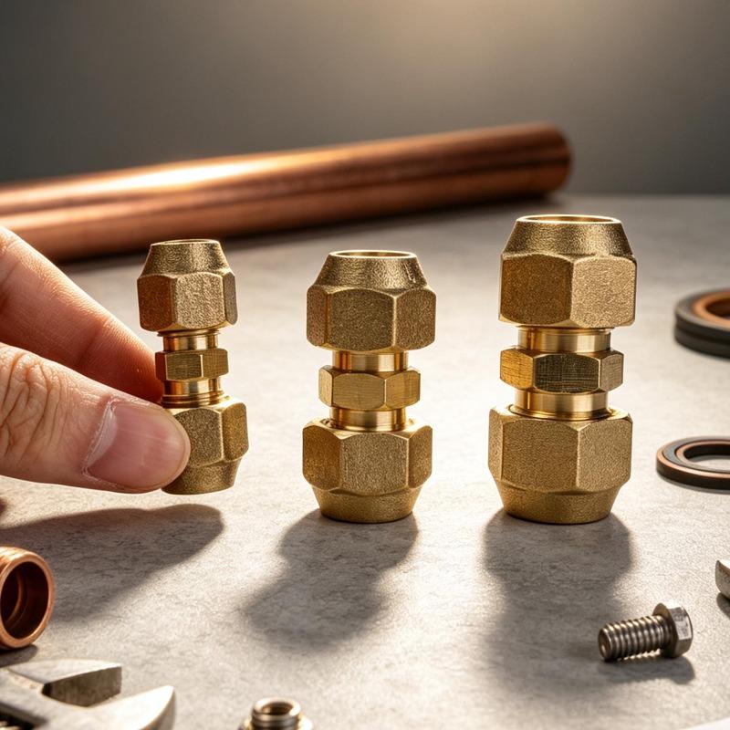 Leakproof Brass Double Flare Coupling Air Conditioning Pipe Straight Adapter Refrigeration Tubing Extension Connector Fitting