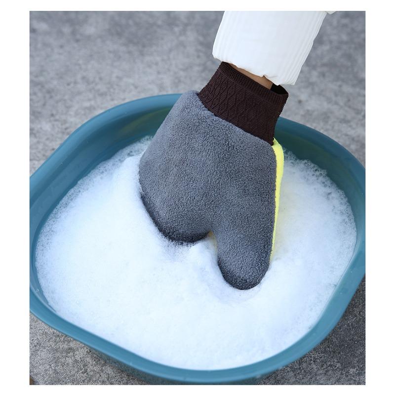Wash Car Mitt Doublesided Microfiber Glove Scratchfree And Lintfree Wash Mitt Made Of Coral Fleece For Car Care Car Wash Mitt For Stubborn Dirt