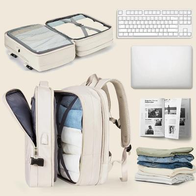 Zaino da viaggio per donna Zaino da trekking espandibile per weekend, per laptop, con porta USB Zaino da uomo grande, impermeabile, 40 l