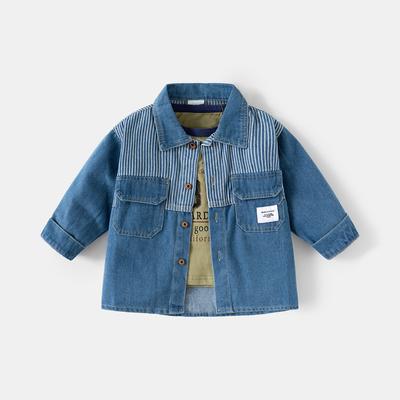 Veste en jean à revers d'automne pour garçons Haut d'extérieur pour enfants à empiècements de style étranger Veste ample et élégante Manteau pour enfant