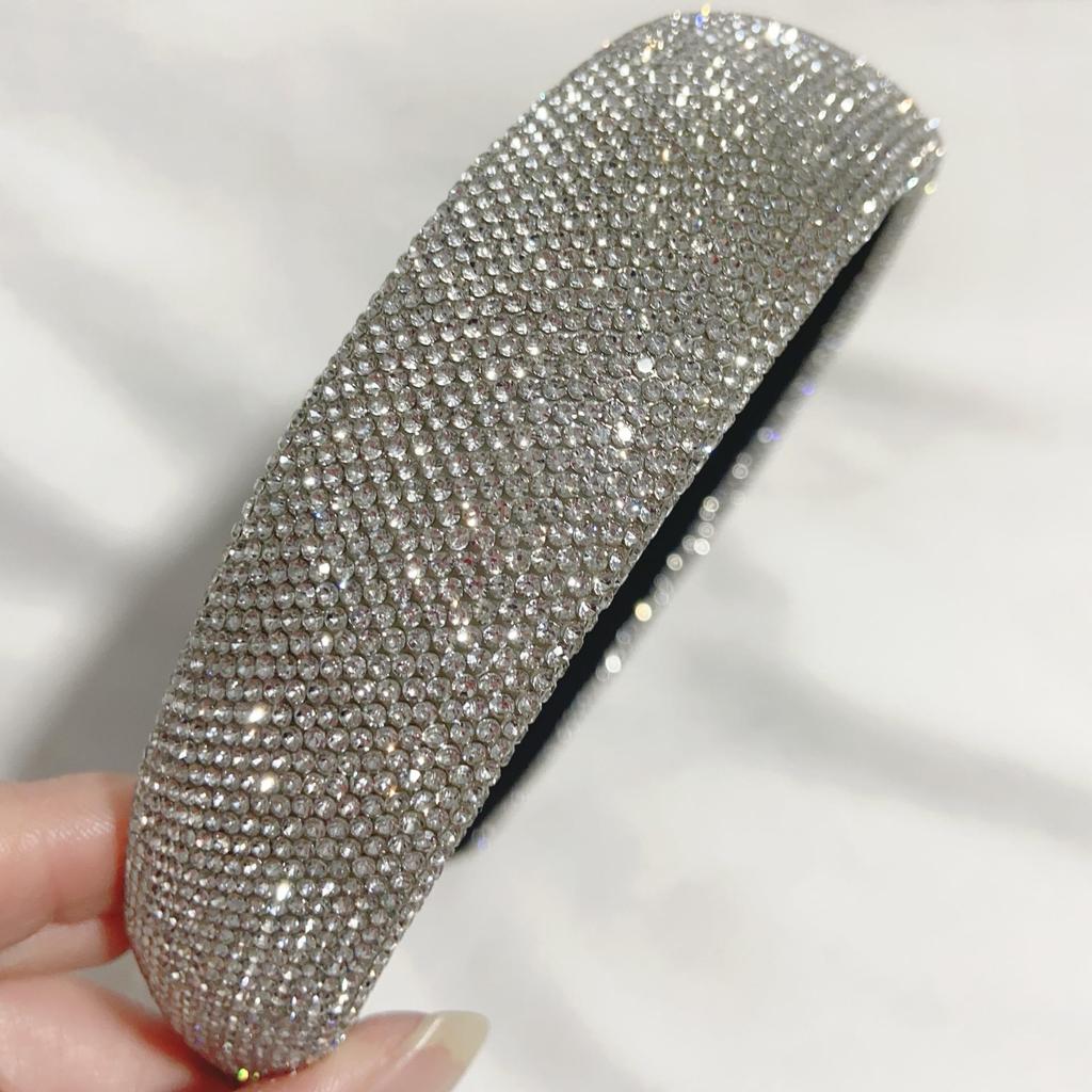 French Luxury Full Diamond Rhinestone Women's Headband – Dazzling High Crown Essential Headwear
