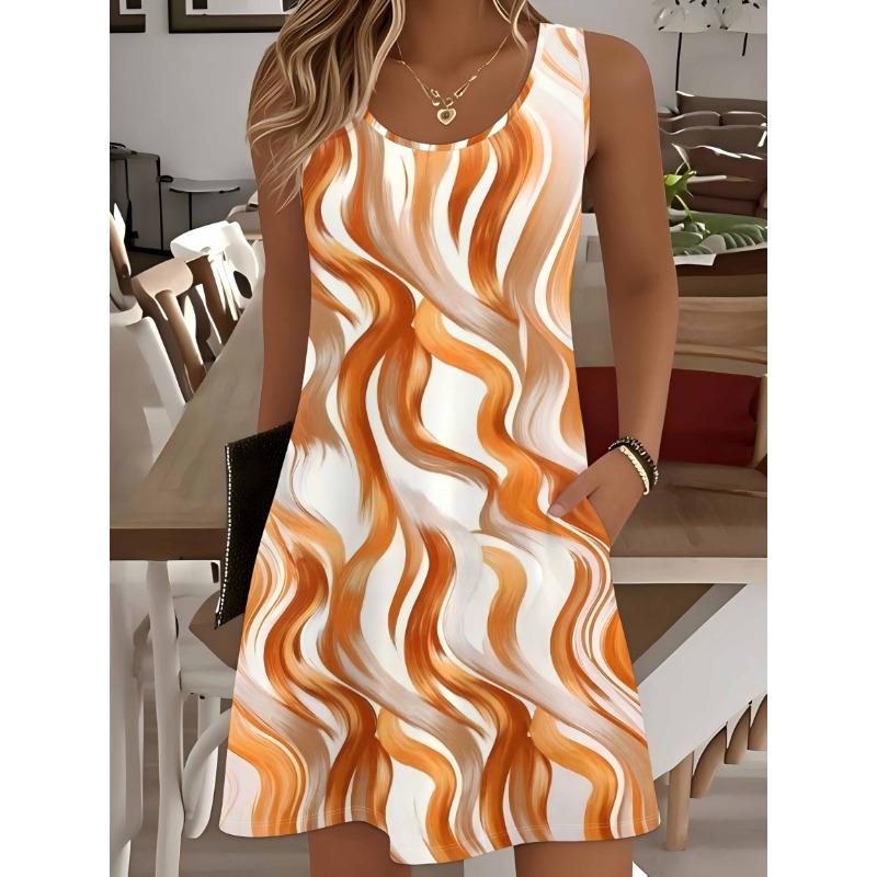 Elegant Women'S Summer Floral Print Sleeveless Dress