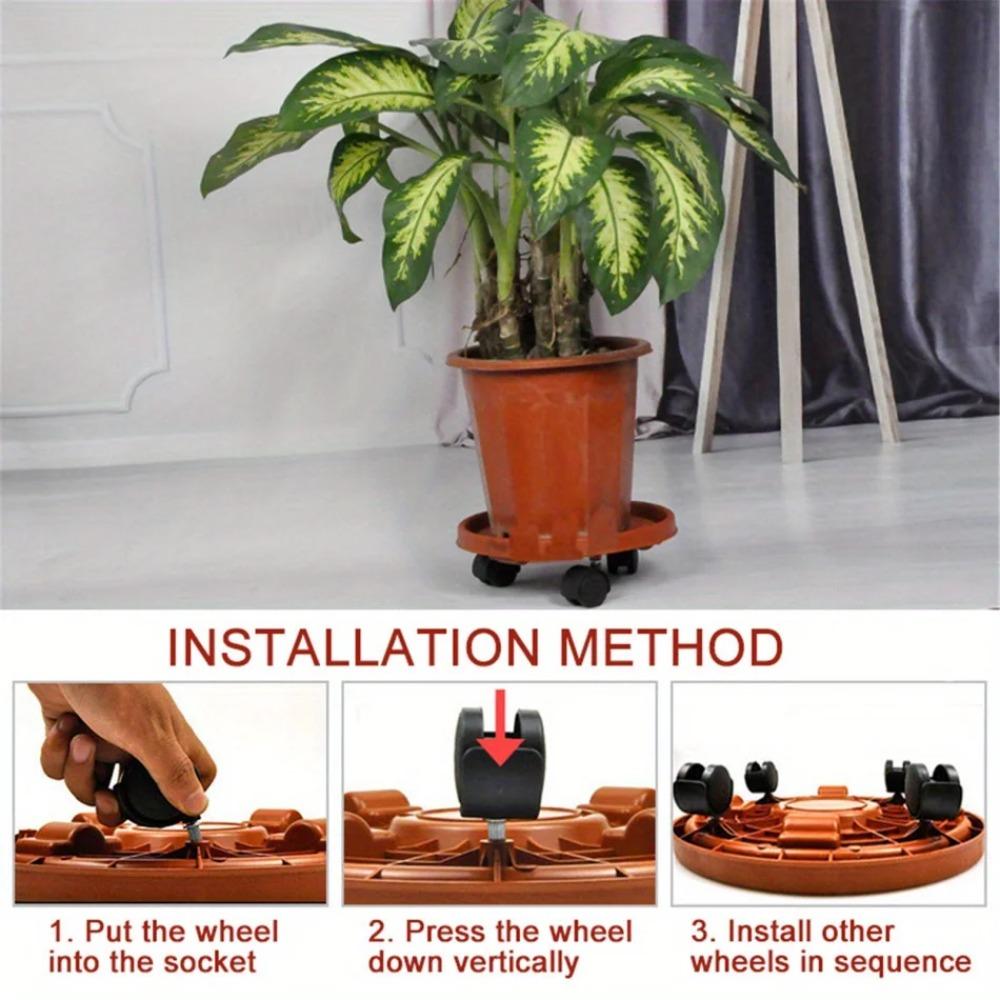 New Movable Rolling Flower Pot Rack with Universal Wheel Potted Plant Plant Stand Gardening Wide Application Flower Pot Tray