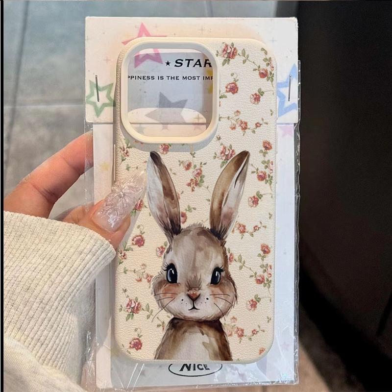 Cute Butterfly Bunny Pink Floral Print Phone Case For iPhone 17 16 Pro Max 15 14 Plus 13 12 11 X XS XR 16E Air Shockproof Cover