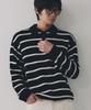 Nod You Multi-Color Collared Stripe Knit T-Shirt [Black]