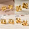 Dainty Flower Stainless Steel Earrings 18K Gold-plated Anti Fading Earring for Women Beach Vacation Wedding Party Jewelry Gifts
