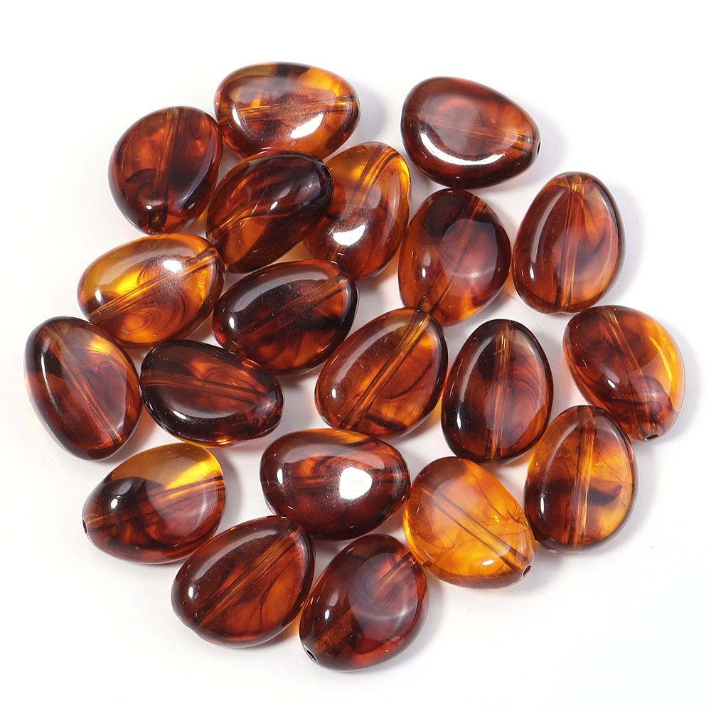 10-100pcs/lot Amber Color Acrylic Beads Oval Heart Pumpkin Shape Loose Spaced Beads For DIY Charms Bracelet Necklace Accessories