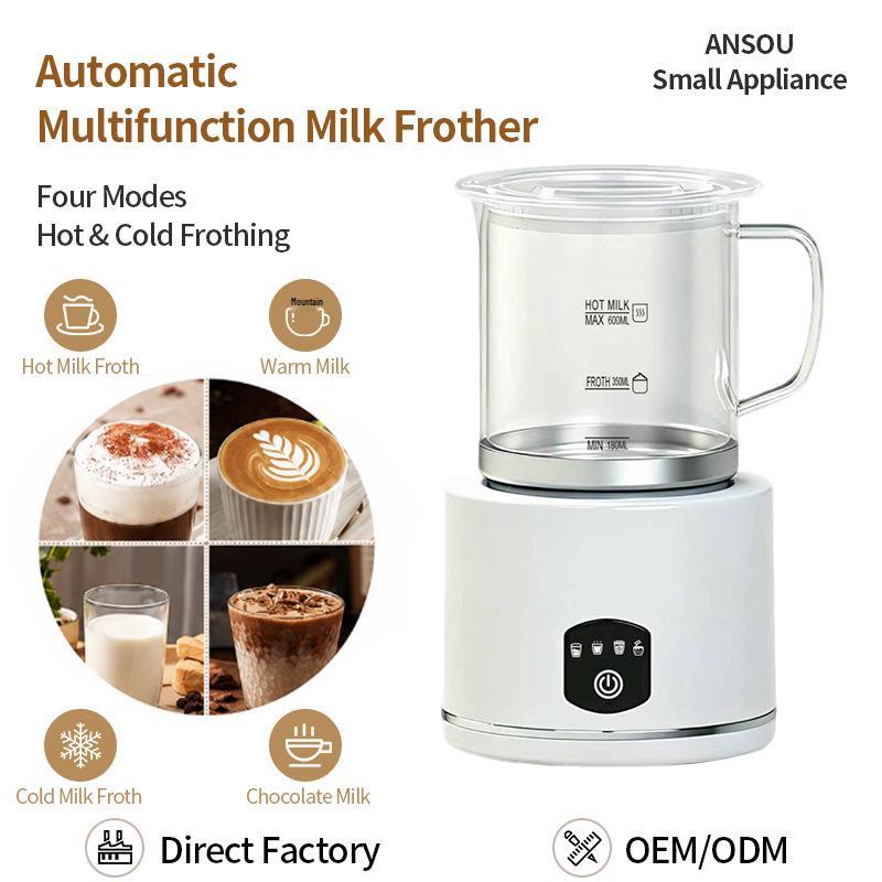 Electric Glass Milk Frother with Heating Function for Thick Froth