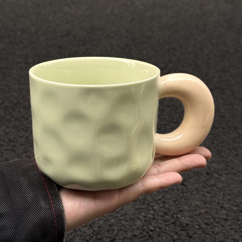 Fufu Contrasting Color Mug with Lid Spoon Birthday Gift for Girls Best Friend Practical Water Cup Ceramic Souvenir