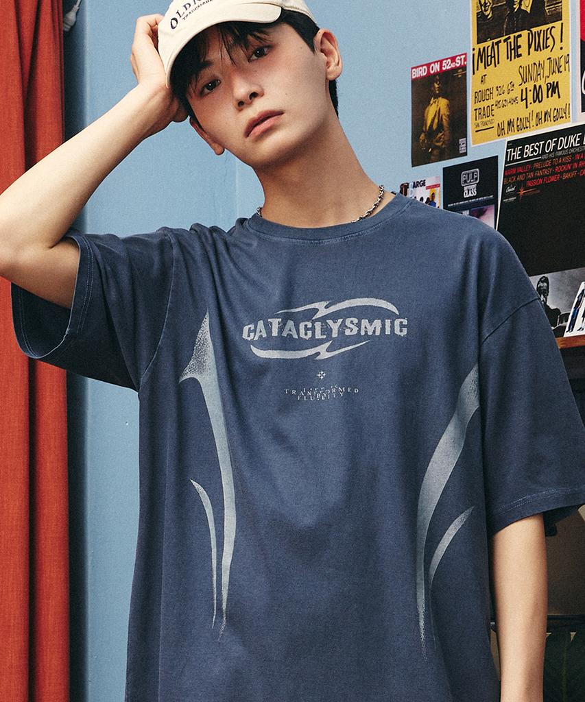 GAKKAI UNIONS Fluidity Pigment Short Sleeve T-Shirt Dive Blue