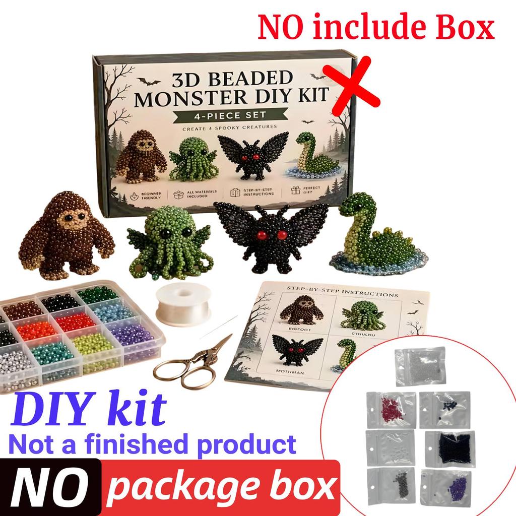 3D Beaded Gnome DIY Beading Craft Material Kit Set DIY Cute Animal Dwarf Bead Craft Set NO/with Box (Not a Finished Product)