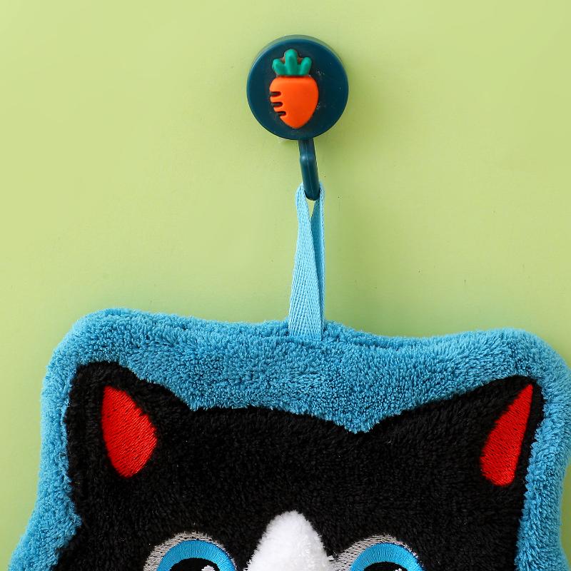 Cartoon Coral Velvet Hand Towel For Kitchen Kawaii Cat Hand Wipe Cleaning Cloth Bathroom Hanging Towel Absorbent Clean Rag