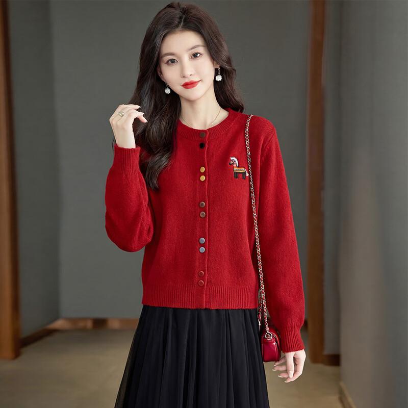 Women s Cartoon Jacquard Color-Block Knitted Sweater ONE SIZE