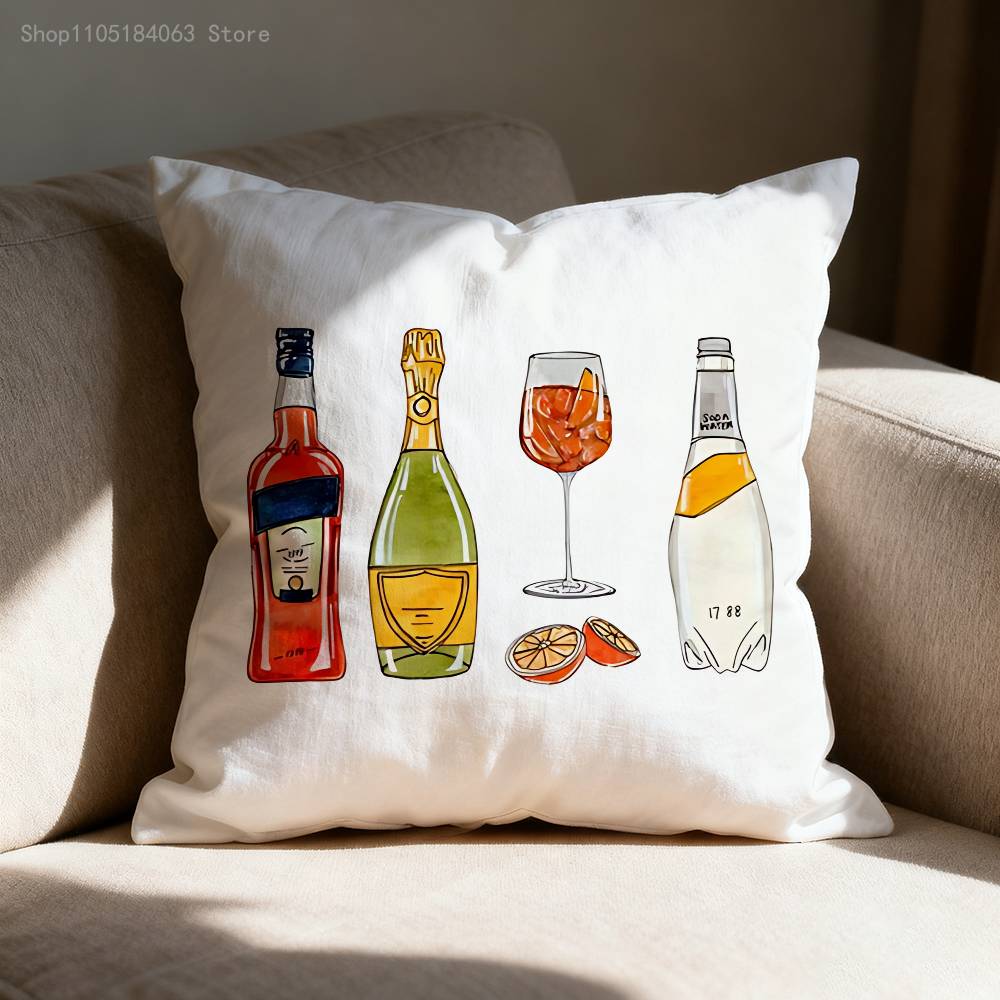 A-Aperol Spritz Kissenbezug für 45x45cm 40x40cm 55x55cm 50x50cm 30x30cm Quadratischer Auto-Kissenbezug Hülle