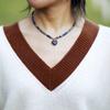 Fashion Light Luxury Simple Natural Stone Heart Pendant French Short Scarf Necklace Choker Jewelry