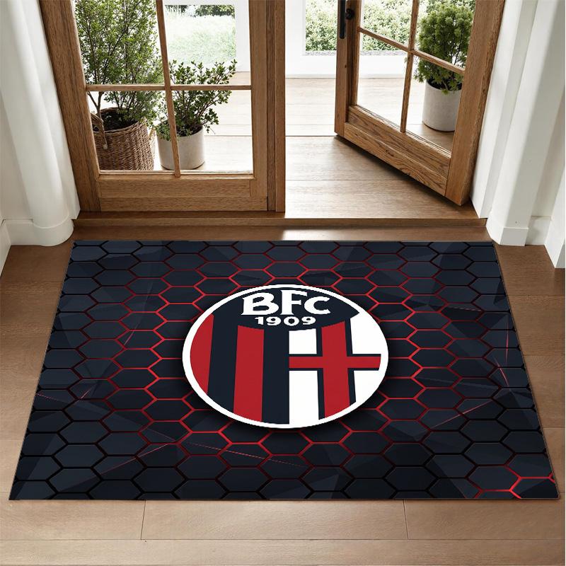 Bologna FC Design Crystal Velvet Rug Soft Decorative Mat for Bedroom Entrance