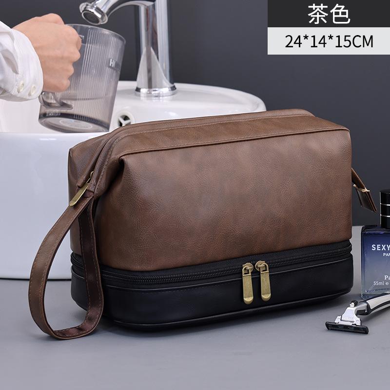 

Light Luxury High-end Business Portable Wash Bag Double-layer Large Capacity Dry Wet Separation Travel Storage Makeup
