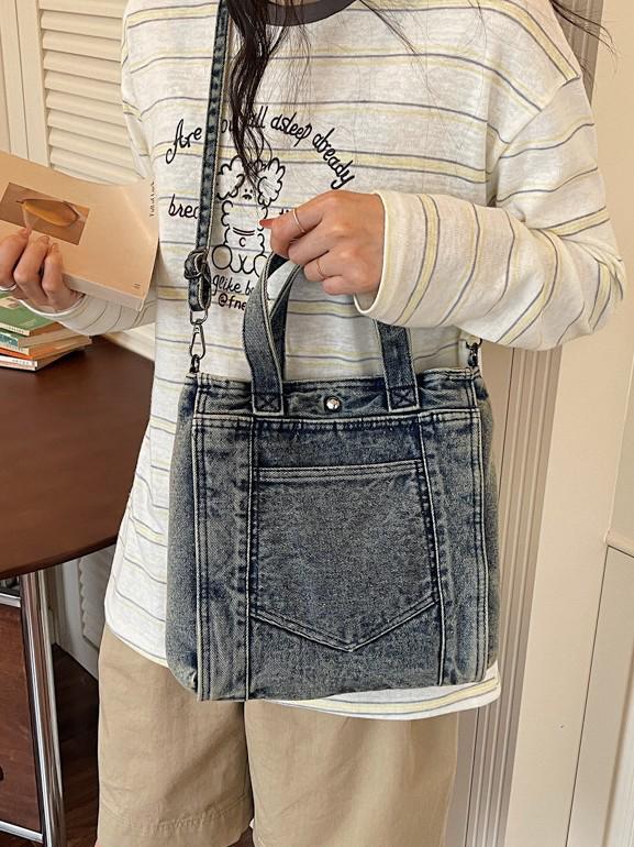 Korean Style Denim Shoulder Bag 2026: Versatile, Large Capacity Crossbody for School & Commute