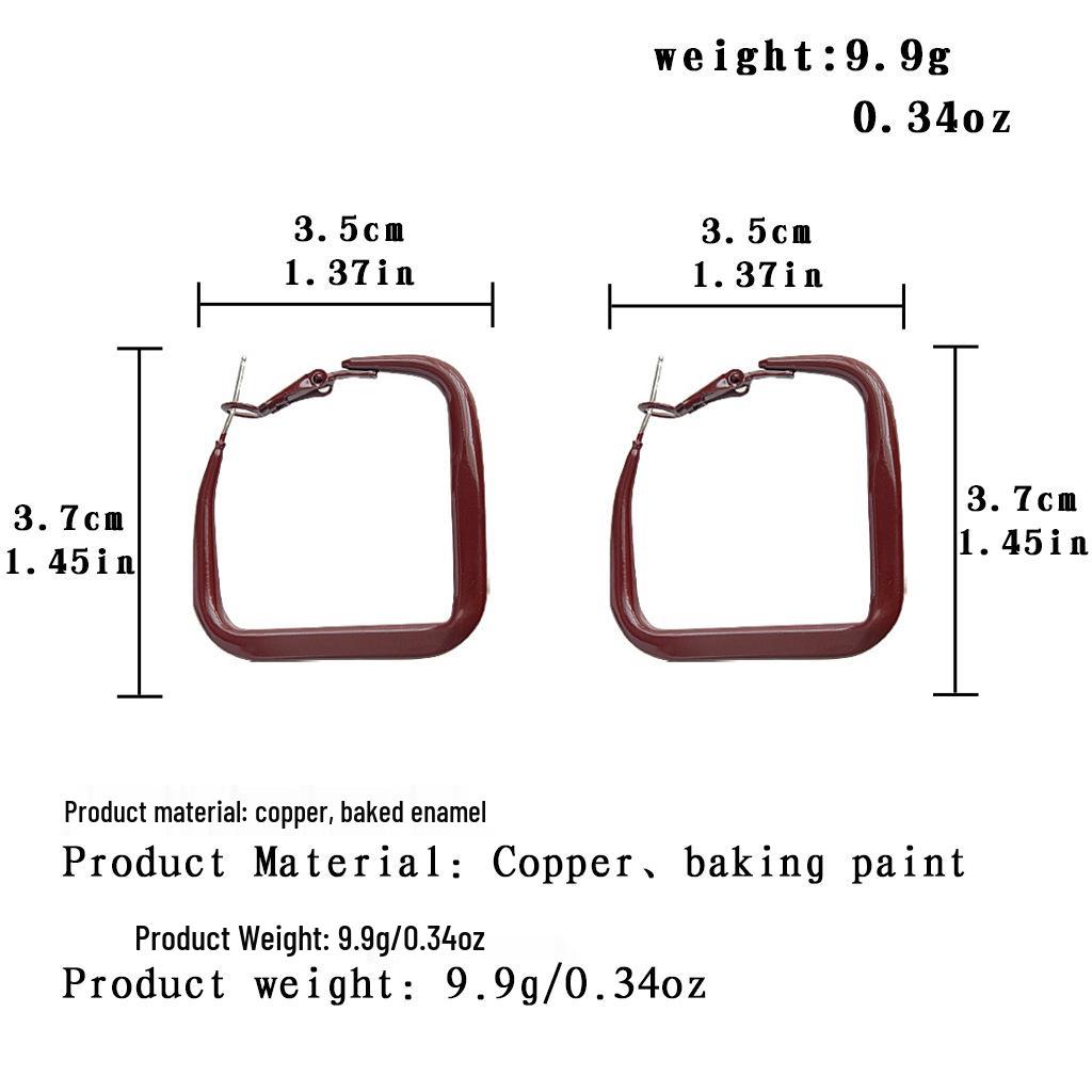 Ankela Red Square Painted Earrings - Exaggerated European & American Style, High-End Versatile Cross-Border Jewelry Accessory