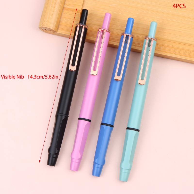 New New Retractable Press Type Fountain Pen Color Pen Body Notched Ink Pen Calligraphy Practice Exchangeable Ink Writing Pen