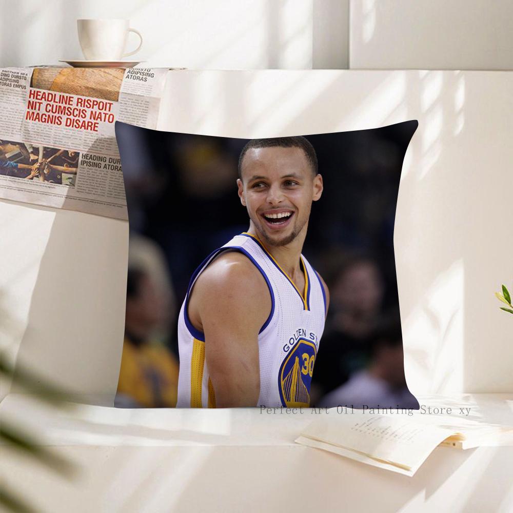 Наволочка для подушки с изображением баскетболиста Квадратная наволочка для подушки Декор спальни, дивана, гостиной Повседневная Наволочка S-Стивен К-Керри 16x16Inch