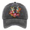 Colorful Butterfly Floral Print Baseball Cap Cotton Adjustable Casual Outdoor Cap Unisex