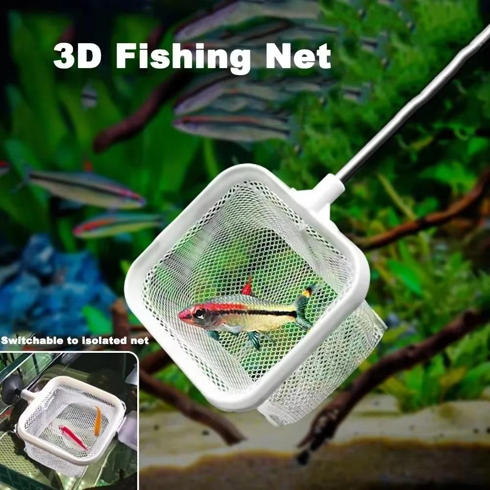 Extendable Aquarium Square Fishing Net Long Handle Aquarium Shrimp Net for Catching Fish Shrimp