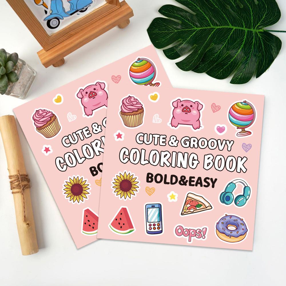 40 Pages Food Fruit Coloring Book Cartoon Doodles Creative Art Activity Kids Drawing Painting Toy