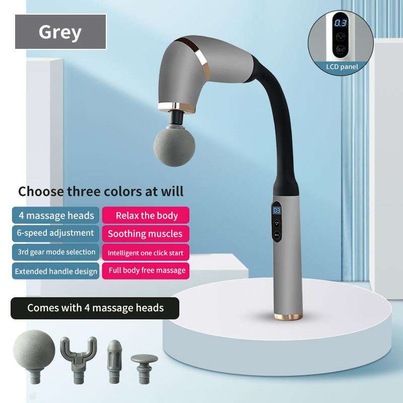 

Обновленный массажный пистолет U-образной формы для массажа спины с удлиненной ручкой, глубокотканный, 4 массажные насадки, фасциальный пистолет для расслабления мышц