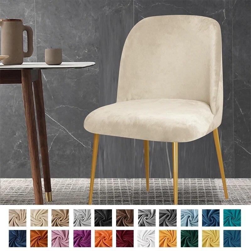 1/2/4/6 Pc Velvet Duckbill Makeup Chair Covers Round Bottom Stool Accent Low Back Dinning Office Chair Slipcover  Seat Cover