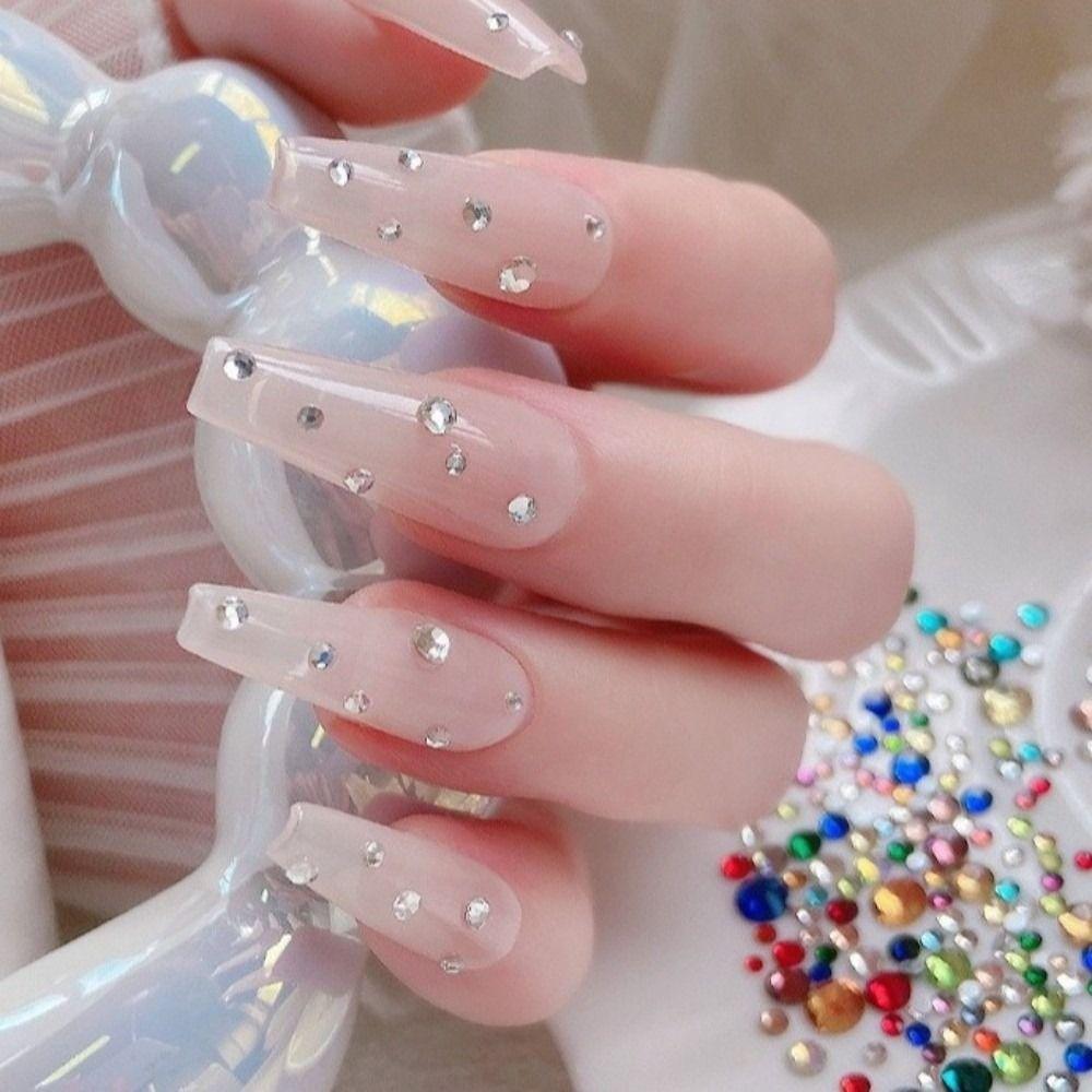 1440 pcs Sparkle DIY Crystal Beads Nail Art Mix Color Glass Rhinestone Jewelry Accessory 3D Nail Sparkle Decoration Beauty Craft