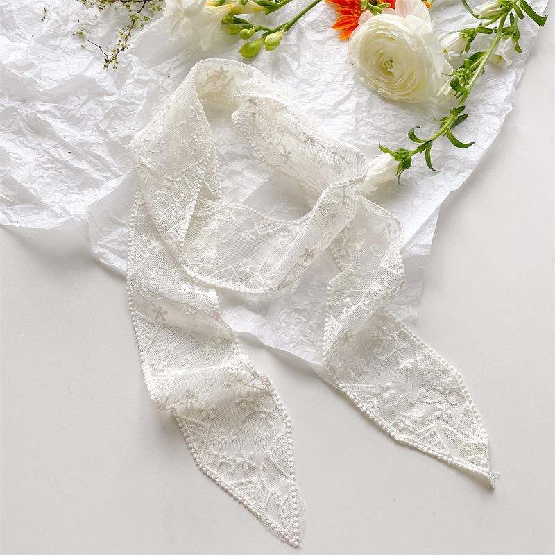 Korean Version Ins Pure Desire Lace Long Scarf Women's Spring Summer Hot Girl Layering French Accessories Hair Tie Headband