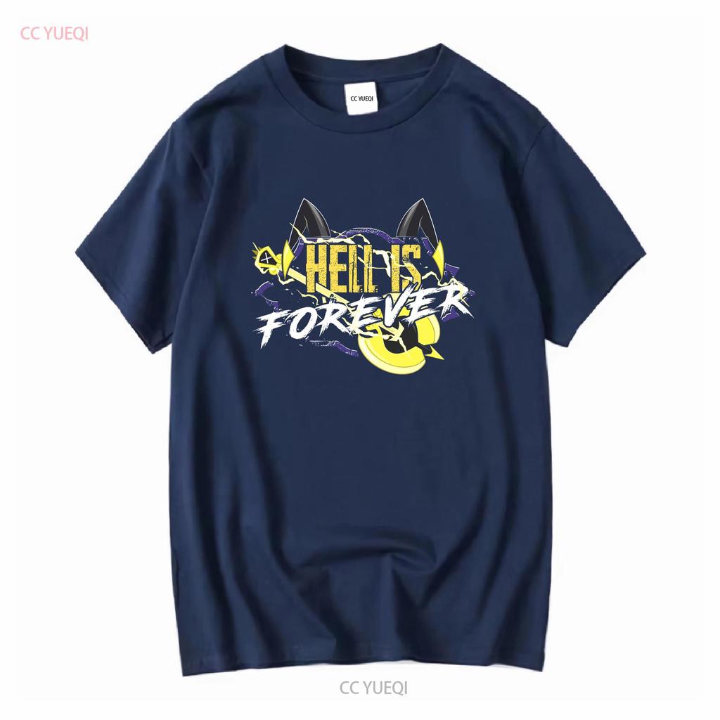 Casual Hazbins Hotels Adam Hell Is Forever T Shirt Men O Neck Pure Cotton Shi vintage Washed streetwear homme Unisex Versatile