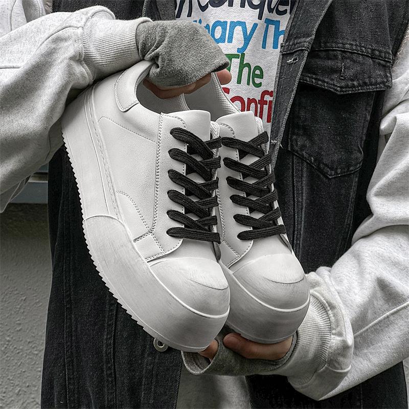 Fashion Hot Sale Men's Casual Shoes Young Thick Sole Heightened Walking Derby Shoes Lace-up Comfortable Outdoor Non-Slip Flats Shoes