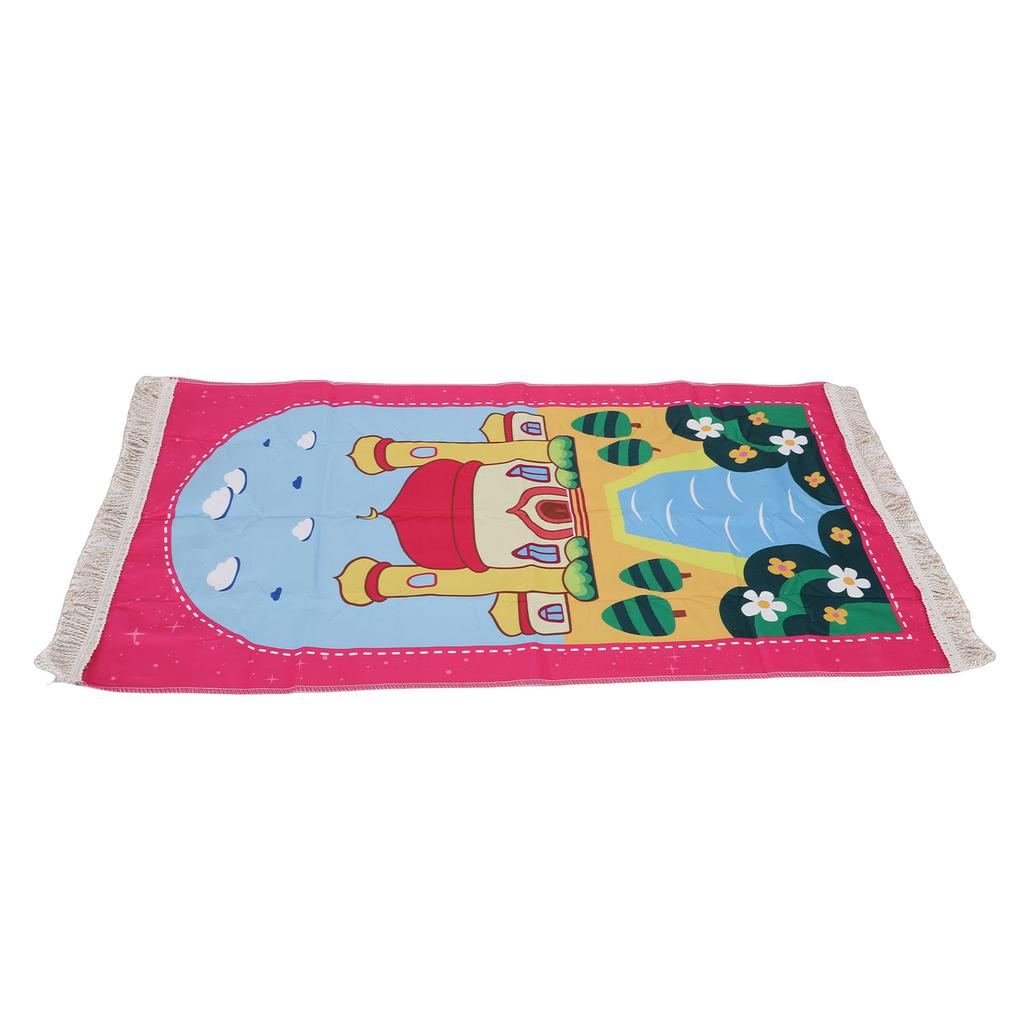 Kids Pray Rug Thick Mat Soft for Women Men Children Meditation with Tassel Pray Beads Pendant Storage Cylinder