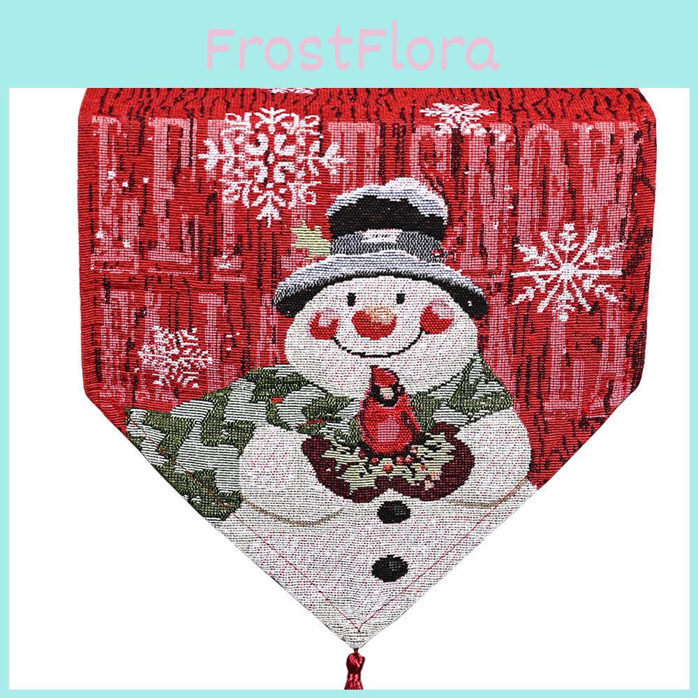 Holiday Snowman Table Cover In Cotton Linen Material For Christmas Celebration