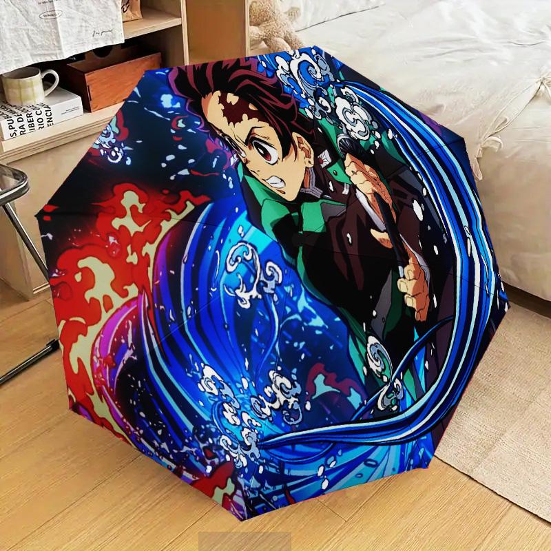 Nightmare Nezuko Slayer Automatic Folding Umbrella - 8-Rib Travel Umbrella with Auto Open/Close & Portable Gifts for holidays or birthdays