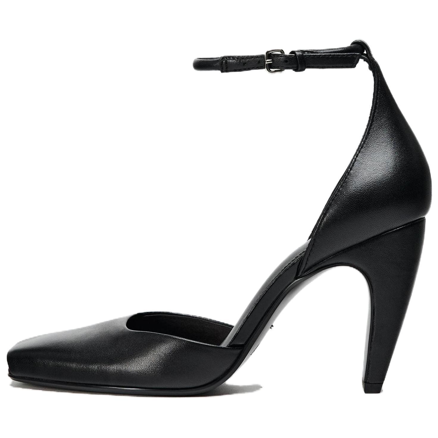 

Zara Модные высокие каблуки из овчины 9 см Женские высокие каблуки Черные 11254410800 37